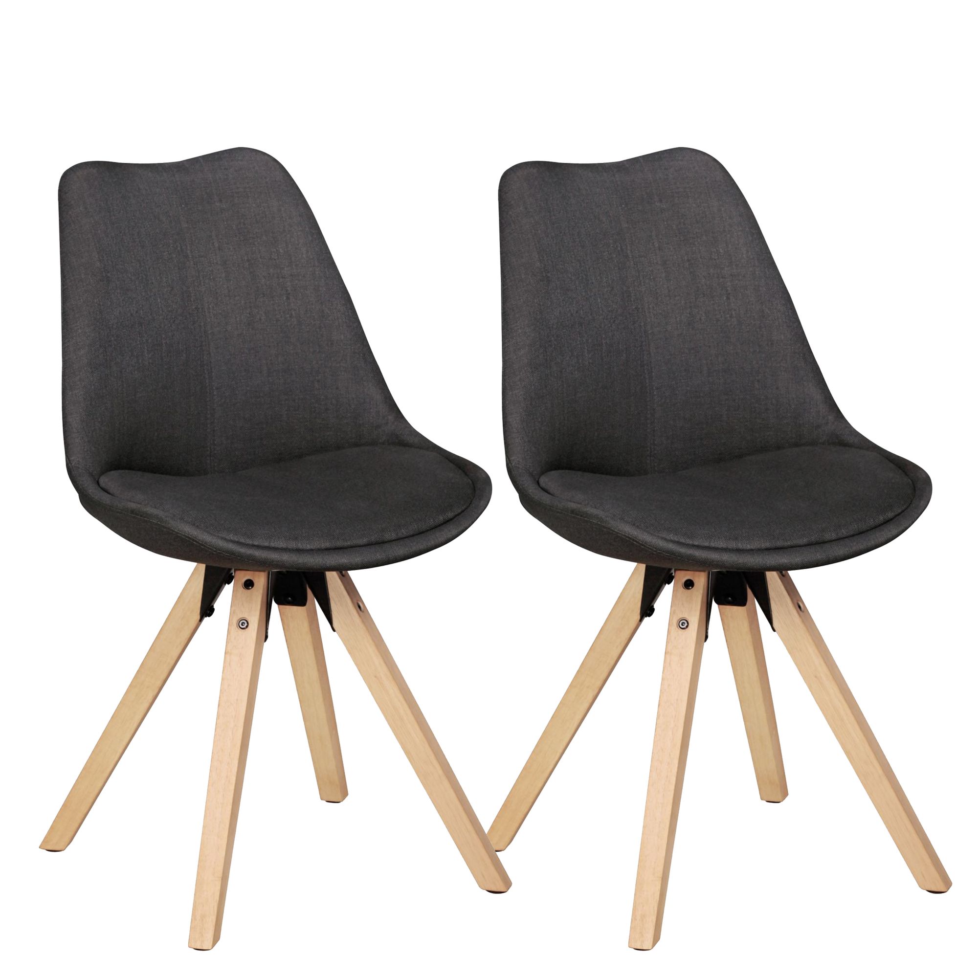 2 Retro Eetkamerstoelen LIMA Antraciet | Stoffen Bekleding | 49x87x52 cm