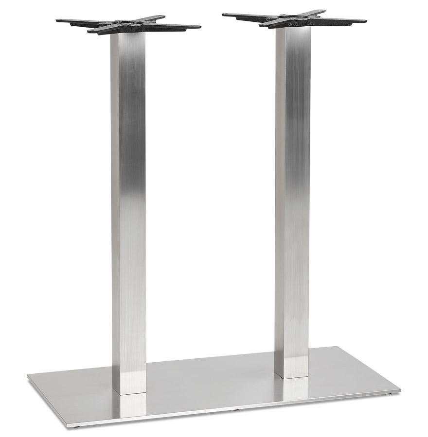KARO DOUBLE 100 Tafelpoot in geborsteld staal | Grijs | 100 x 50 x 100 cm