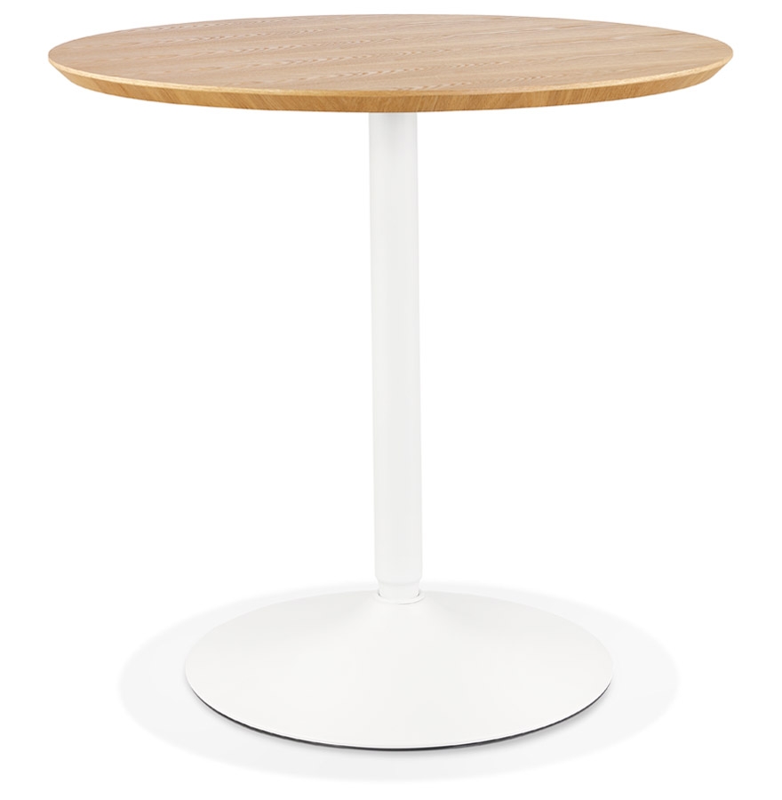 'HUSH' design ronde tafel in natuurlijke houten afwerking en wit metaal - Ø 80 cm