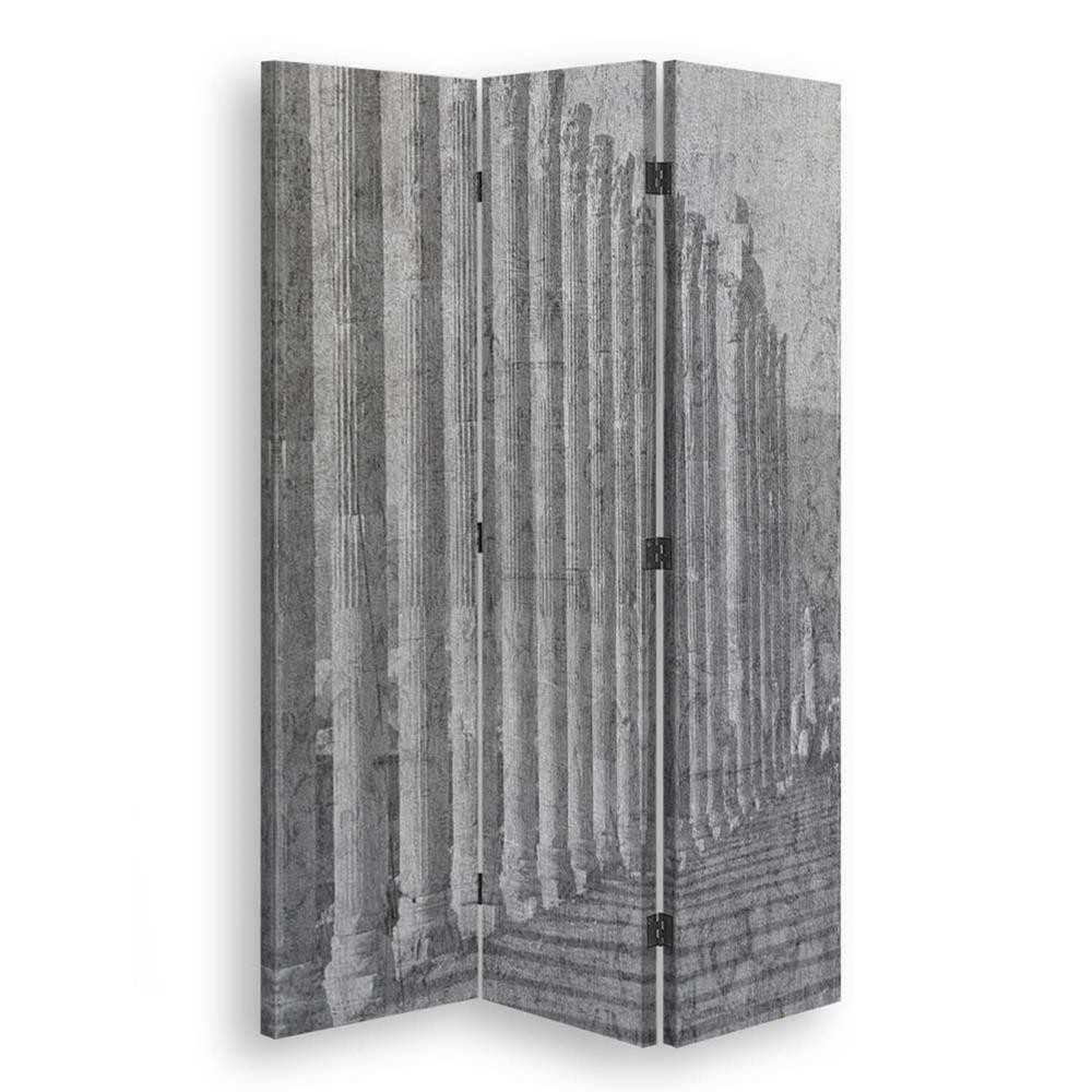 Canvas ruimteverdeler met grijs afgewerkt mdf-frame
