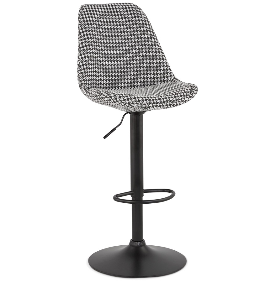 'MIKE' verstelbare kruk in houndstooth en zwarte voetstof