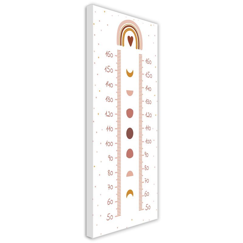 Frame met meter voor het meten van de kinderlengte van 40 cm gemaakt van mdf maan- en regenboogfasen