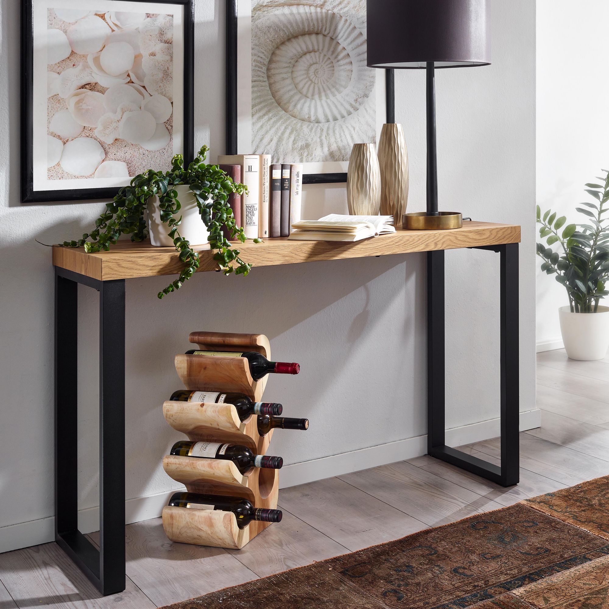 Console tafel eiken decor / zwart 120x39x75,5 cm haltafel