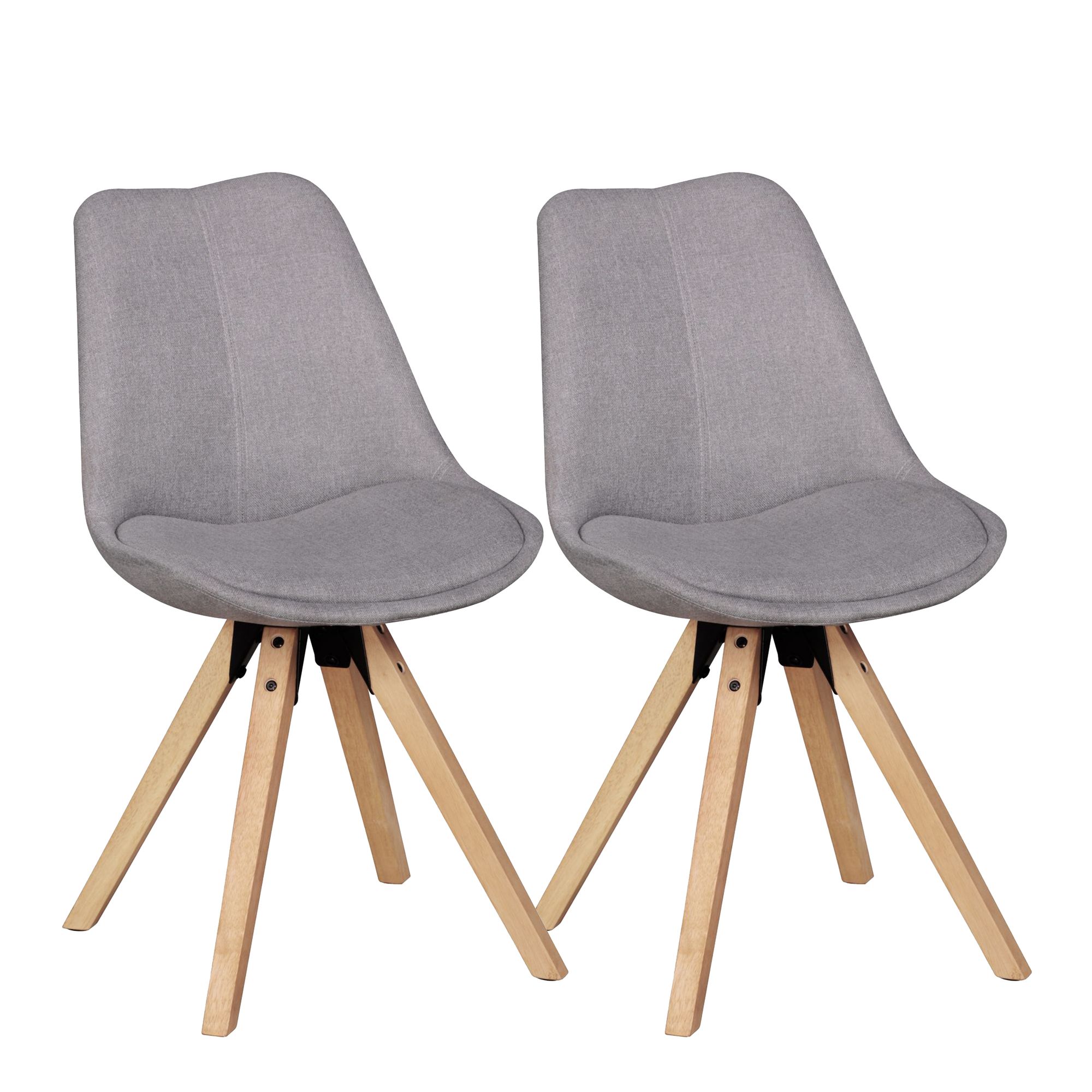 2 Retro Eetkamerstoelen LIMA Lichtgrijs | Stoffen Bekleding | 49x87x52 cm