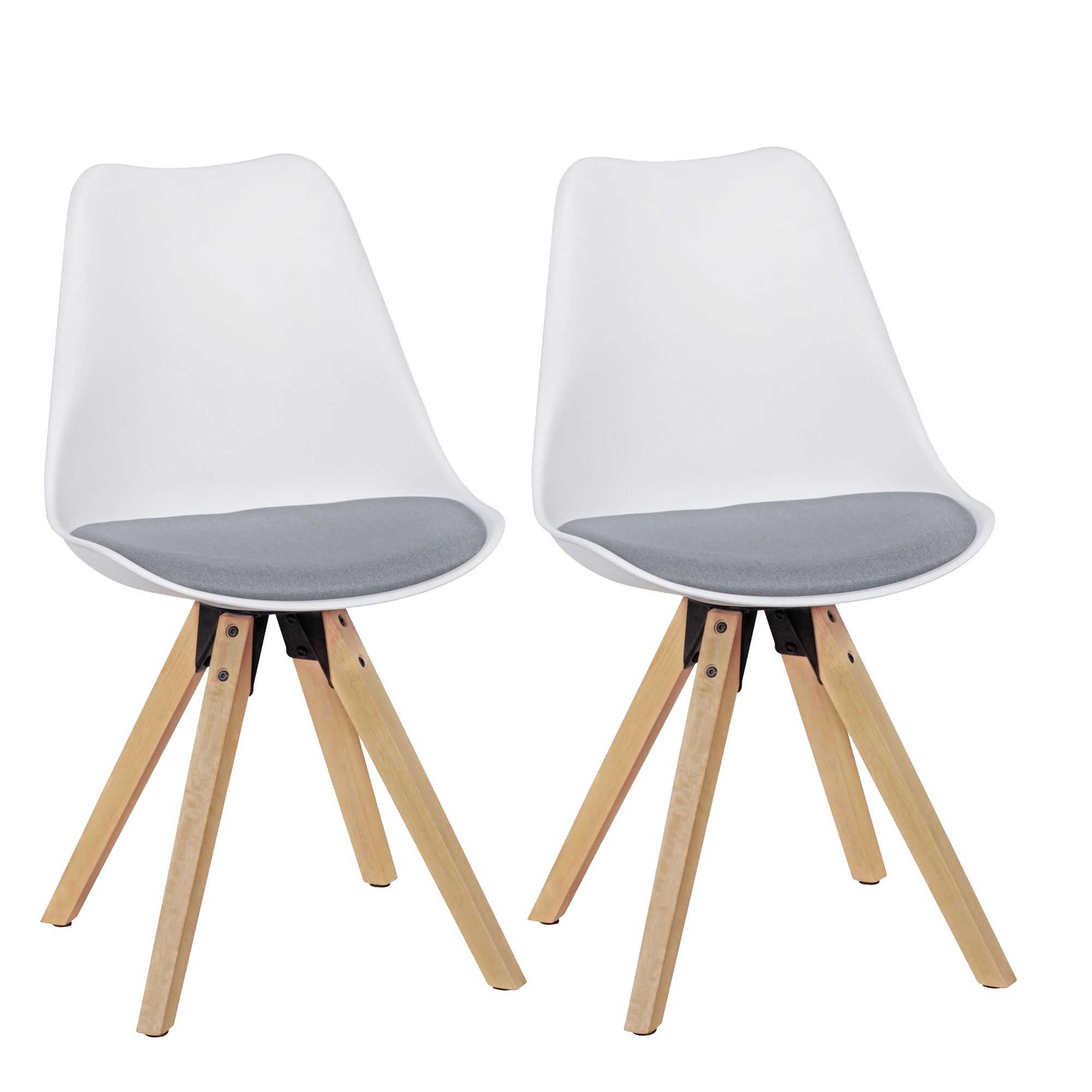 2 Retro Eetkamerstoelen LIMA Wit/Grijs | Stoffen Bekleding | 49x87x52 cm