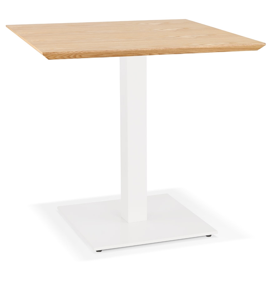 'REGIS' kleine vierkante eettafel in naturel houten afwerking en wit gietijzer - 70x70 cm