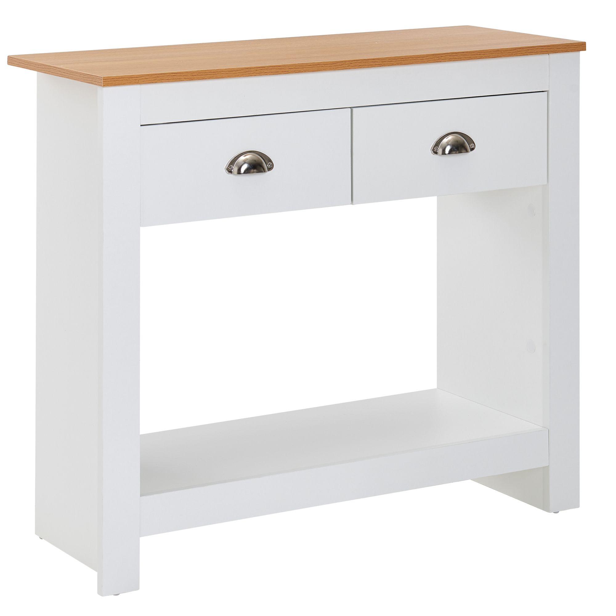 Consoletafel 85x35x76 cm wit / eiken design dressoir modern smal