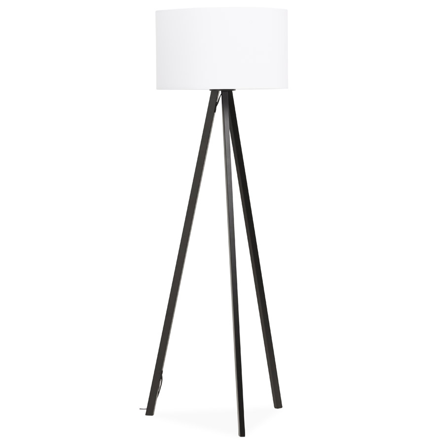 'SPRING' driepoot vloerlamp met witte kap en 3 zwarte poten