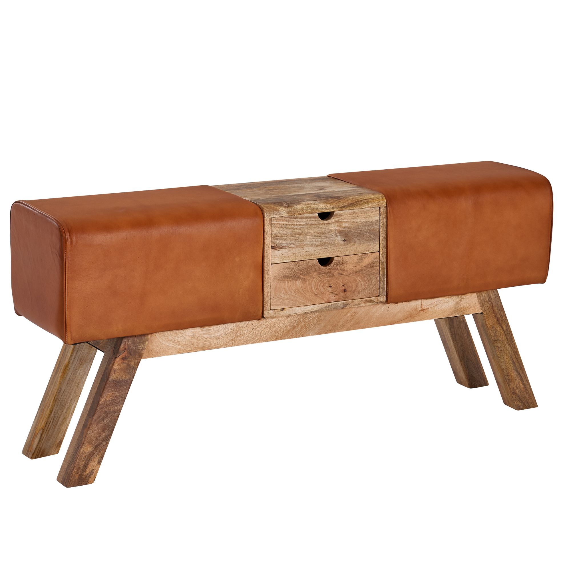 Design turnbock bank bruin met lades 120x56x30 cm