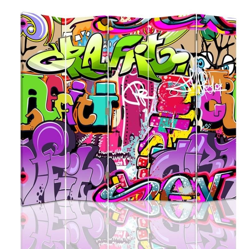 Canvas ruimteverdeler met graffiti-patroon mdf-frame