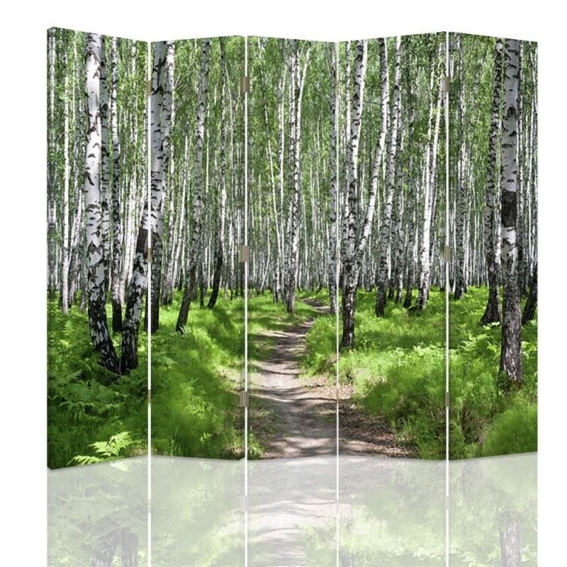 Bosruimteverdeler van canvas met mdf-frame en groene afwerking