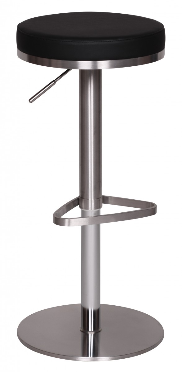 Barkruk | Zwart | Verchroomd RVS | Verstelbare hoogte 57-82 cm