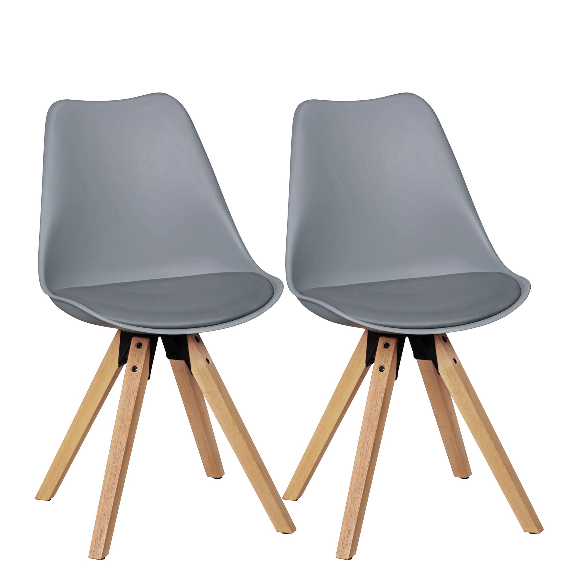 2x Retro Eetkamerstoel LIMA Grijs | Kunstleer | 49x87x52 cm