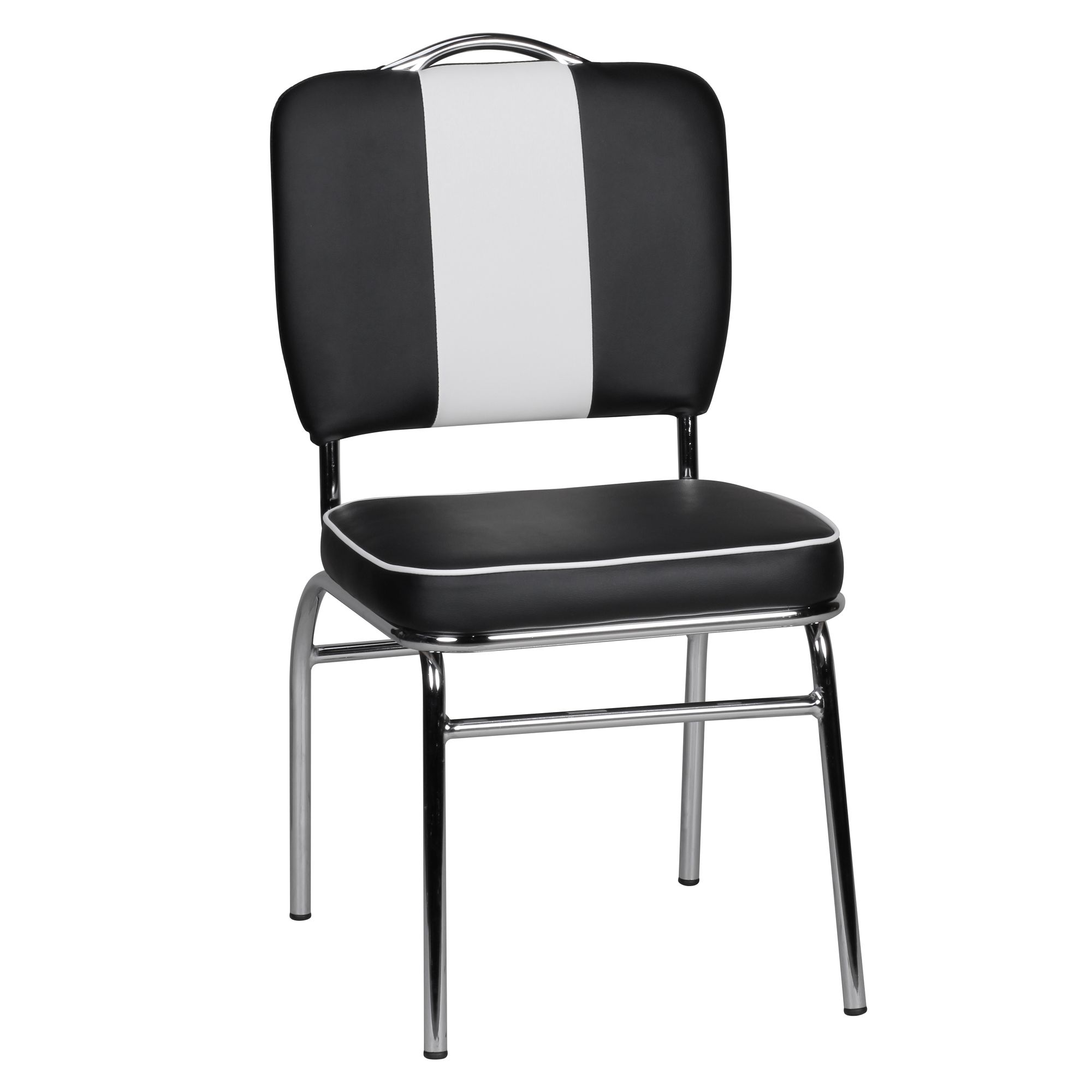 American Diner Retro Eetkamerstoel 50s | Zwart en Wit | 90x47x45 cm
