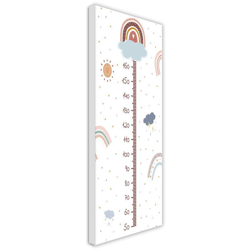 Frame met meter voor het meten van kinderlengte van 40 cm gemaakt van mdf wolkendesign