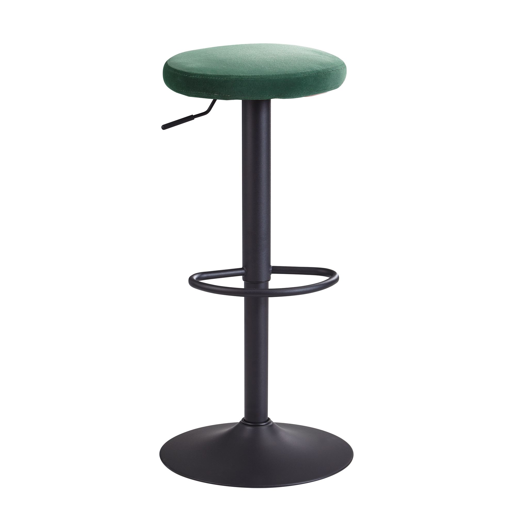Barstoel Fluweel Groen | Zonder rugleuning | 58-79 cm | Polyester Stof & Metaal