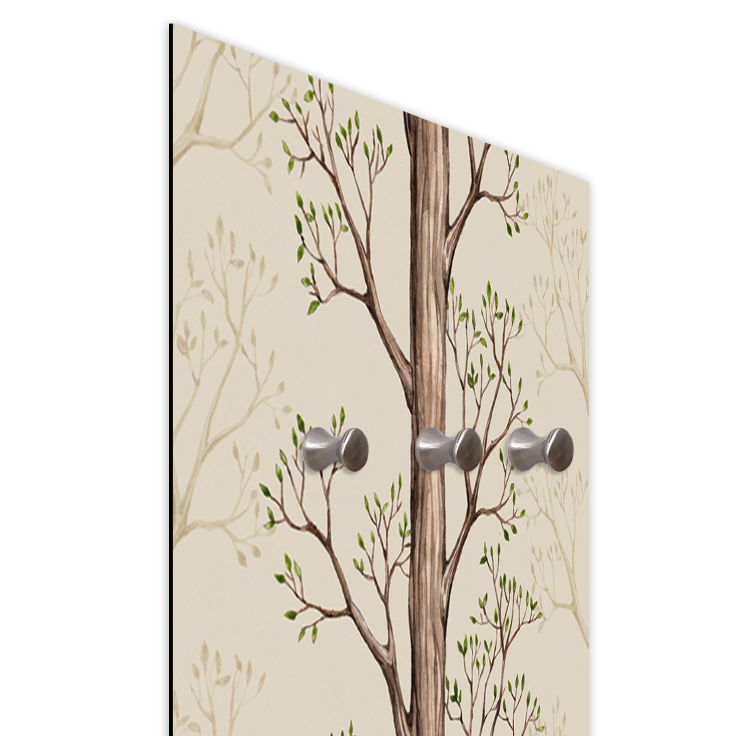 Kapstok van hardboard en satijnpapier met abstract boomdessin