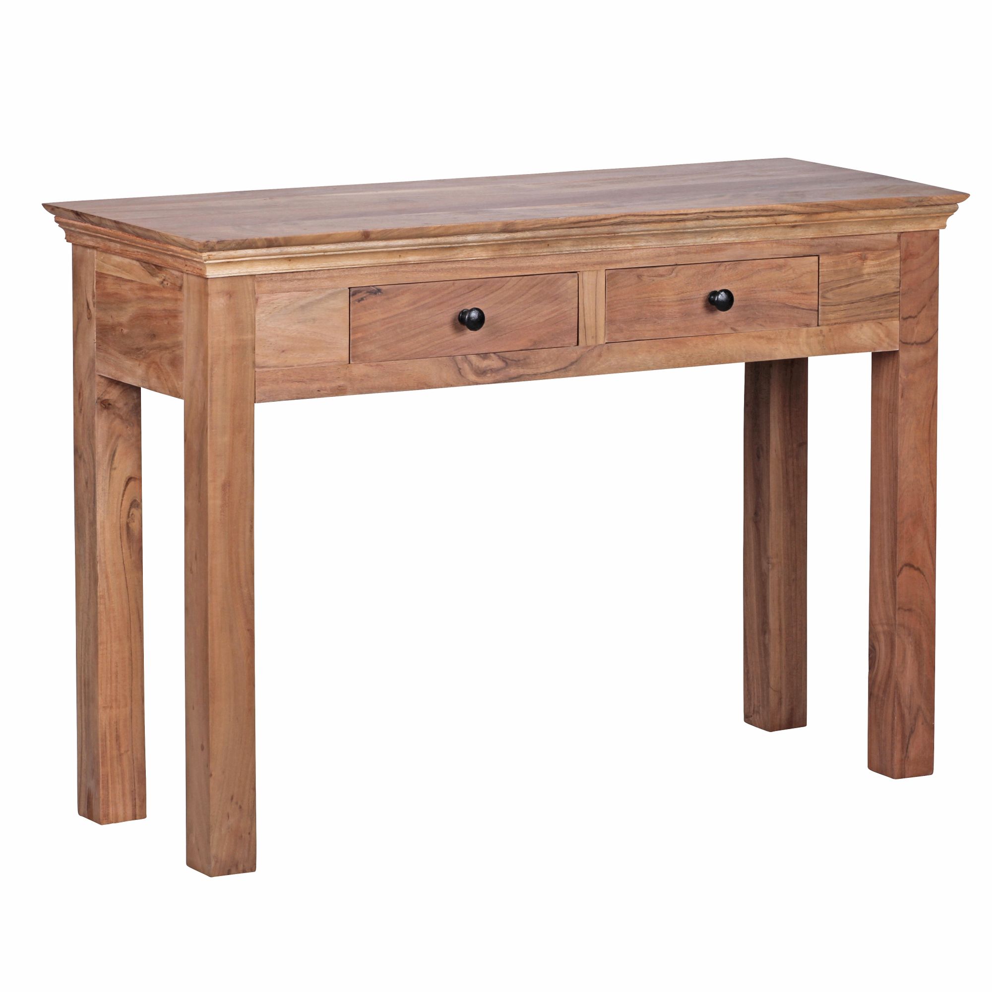 Consoletafel mumbai massief houten acacia console met 2 lades bureau 110 x 40 cm landelijke dressoir