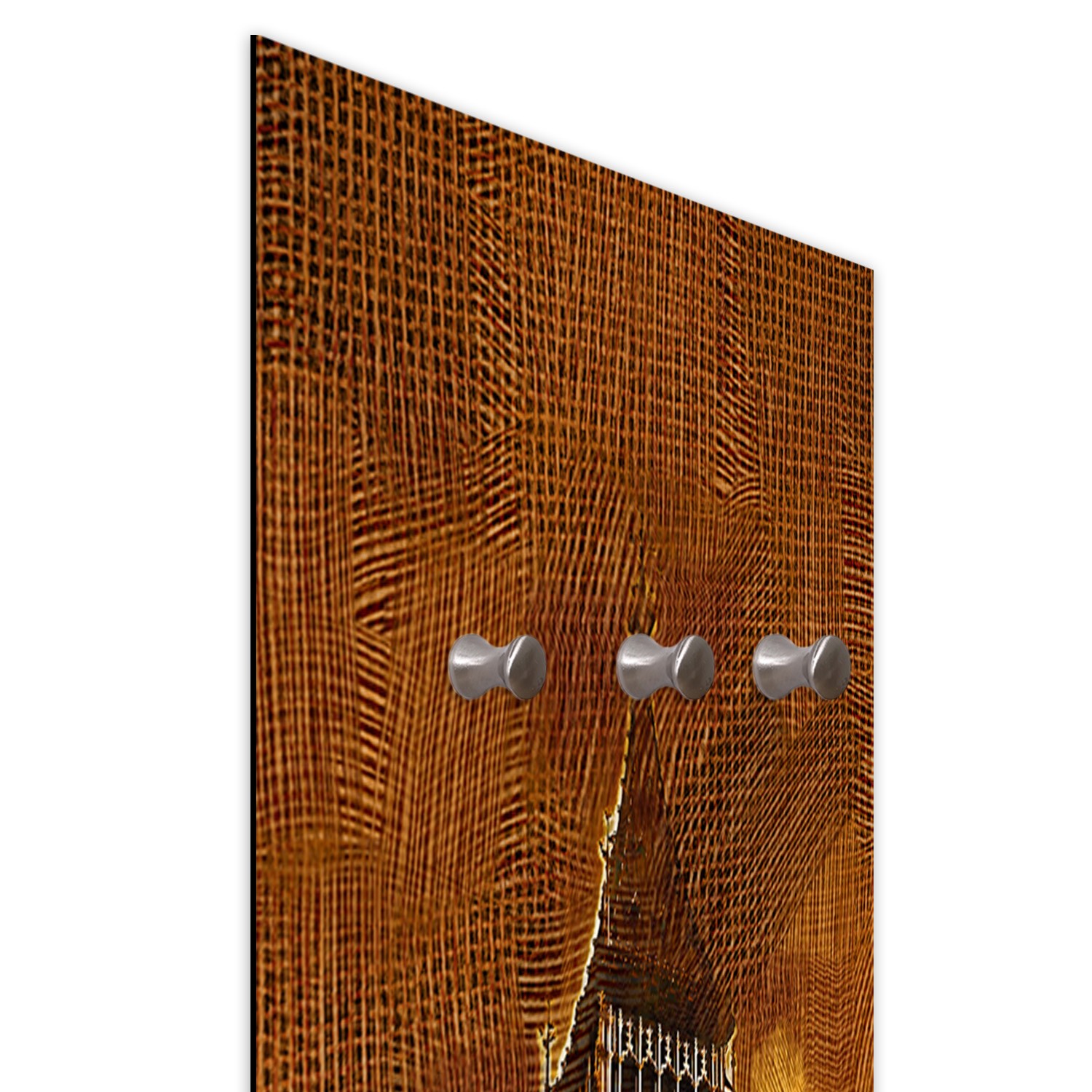 Kapstok van hardboard en satijnpapier met big ben-design