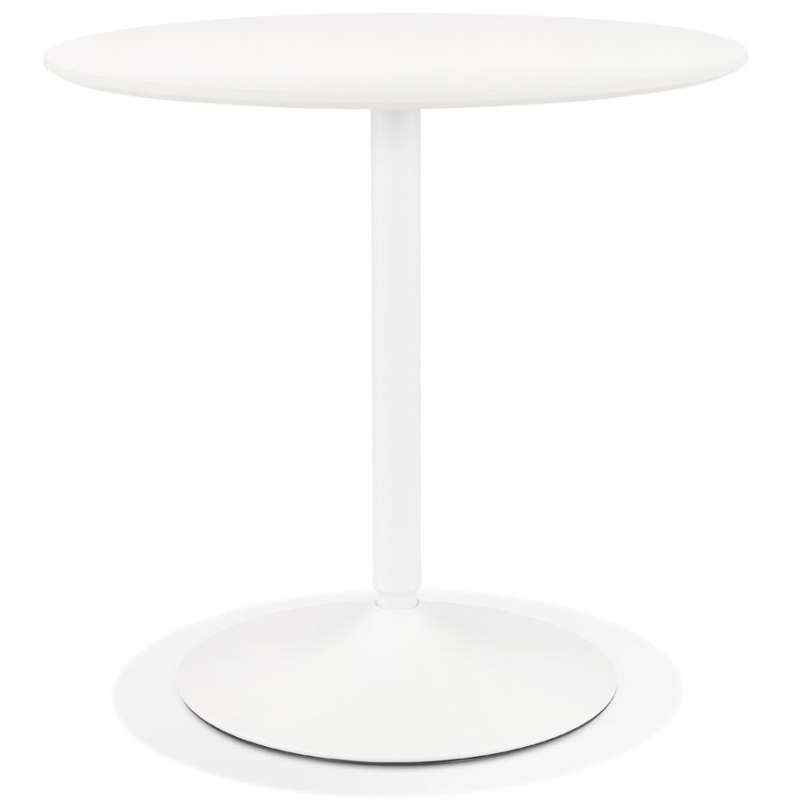 'CHIVA' design ronde tafel in hout en wit metaal - Ø 80 cm