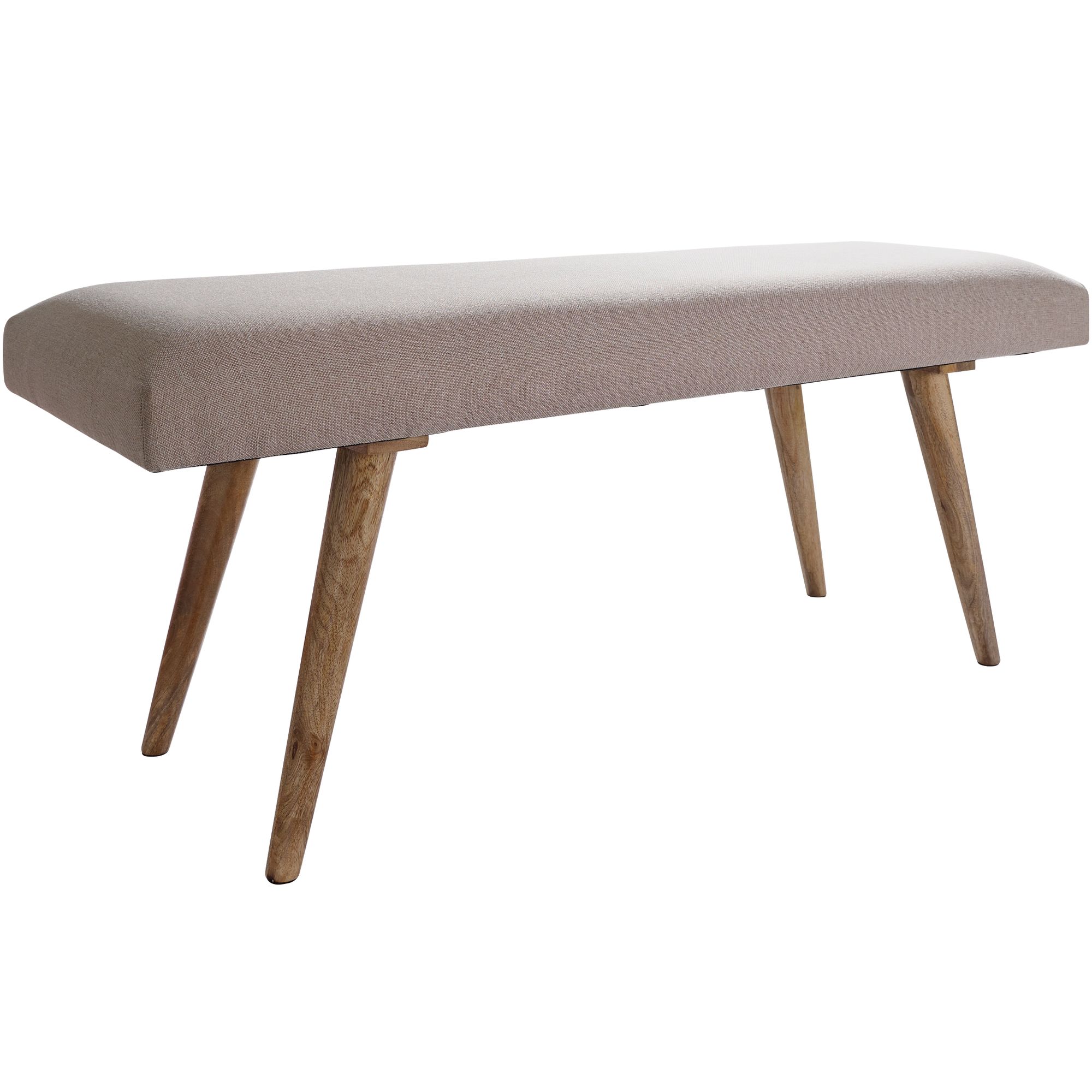 Beige Stoffen Bank | Massief Mangohout | 117x51x38 cm