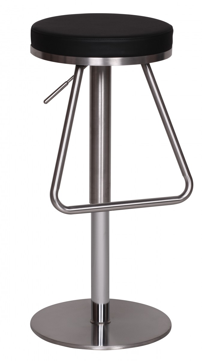Barkruk | Zwart | Verchroomd RVS | Verstelbare hoogte 54-79 cm