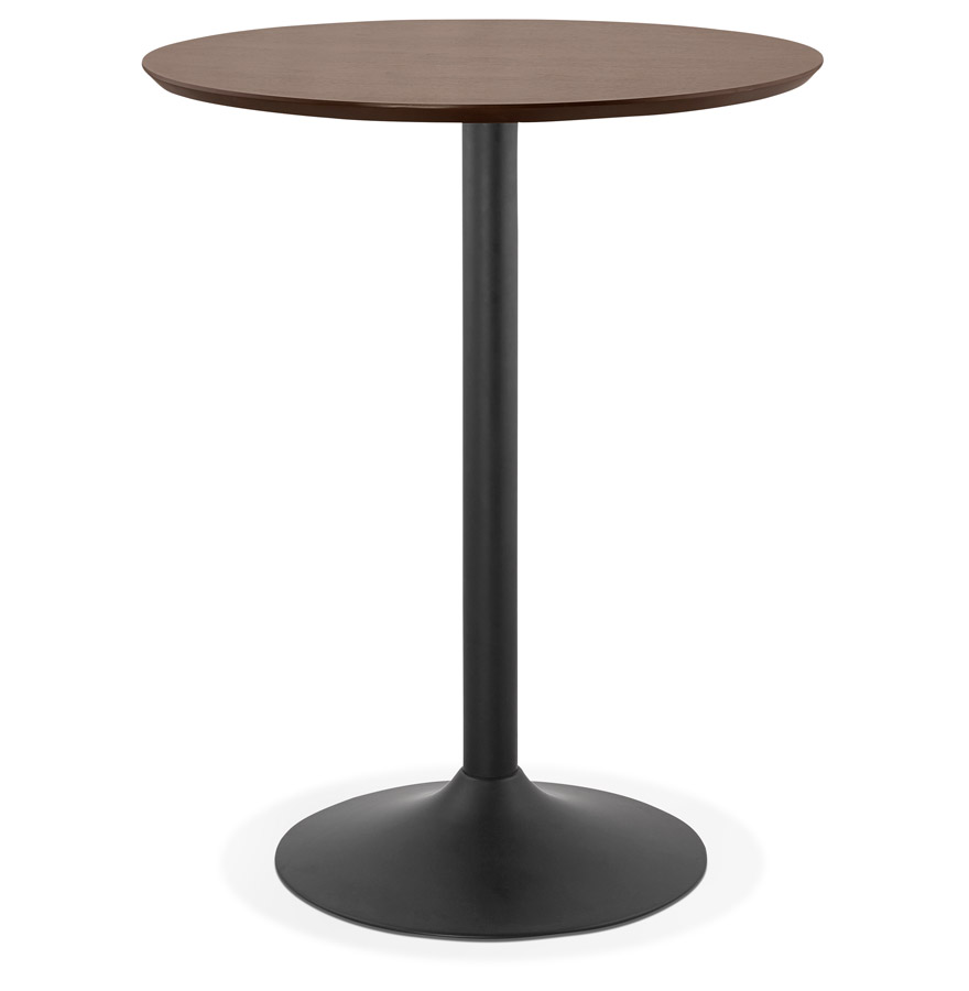 Hoge tafel in MDF notenafwerking | Bruine kleur | Ø 90 cm | Hoogte 110 cm