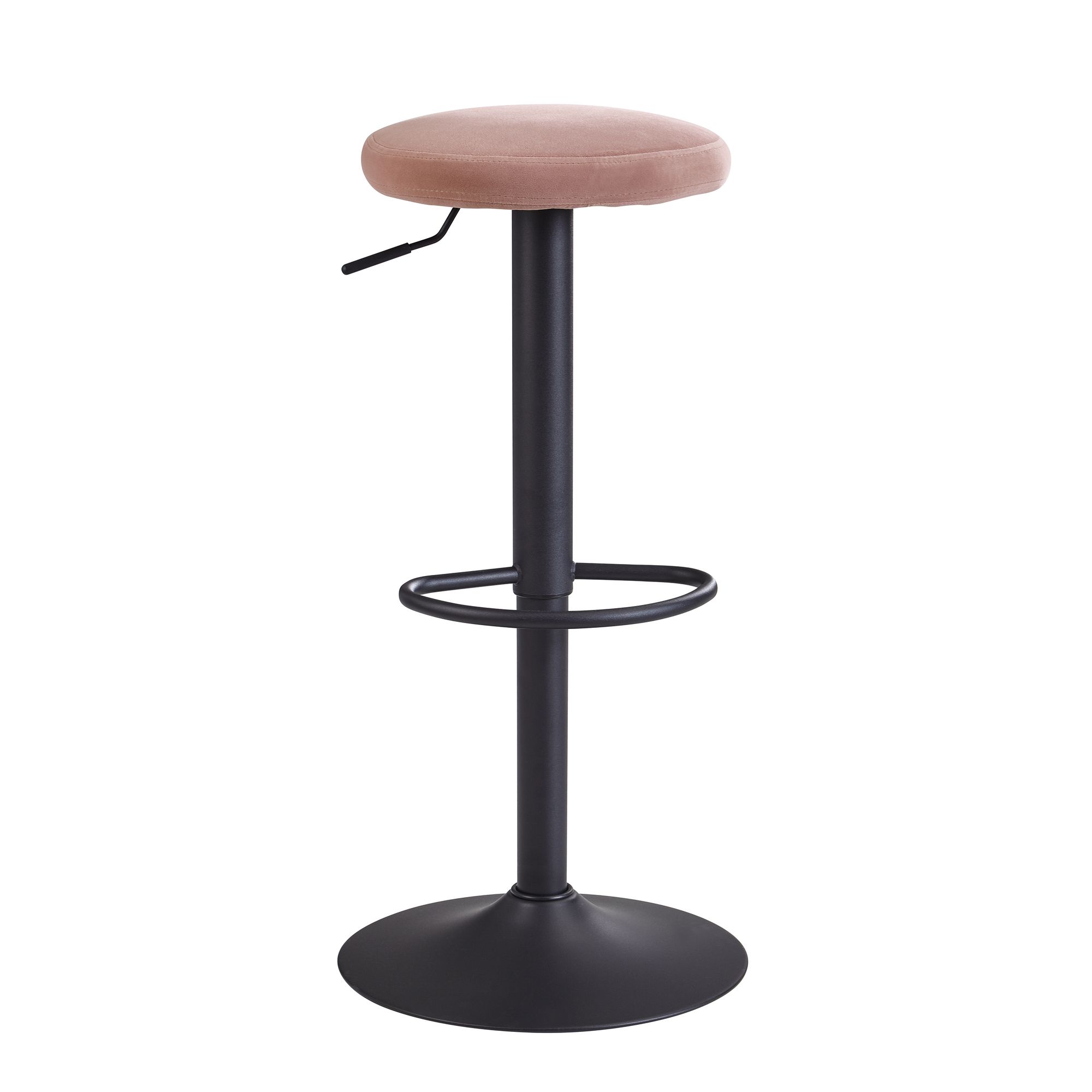 Barstoel Fluweel Roze | Zonder rugleuning | 58-79 cm | Polyester Stof & Metaal