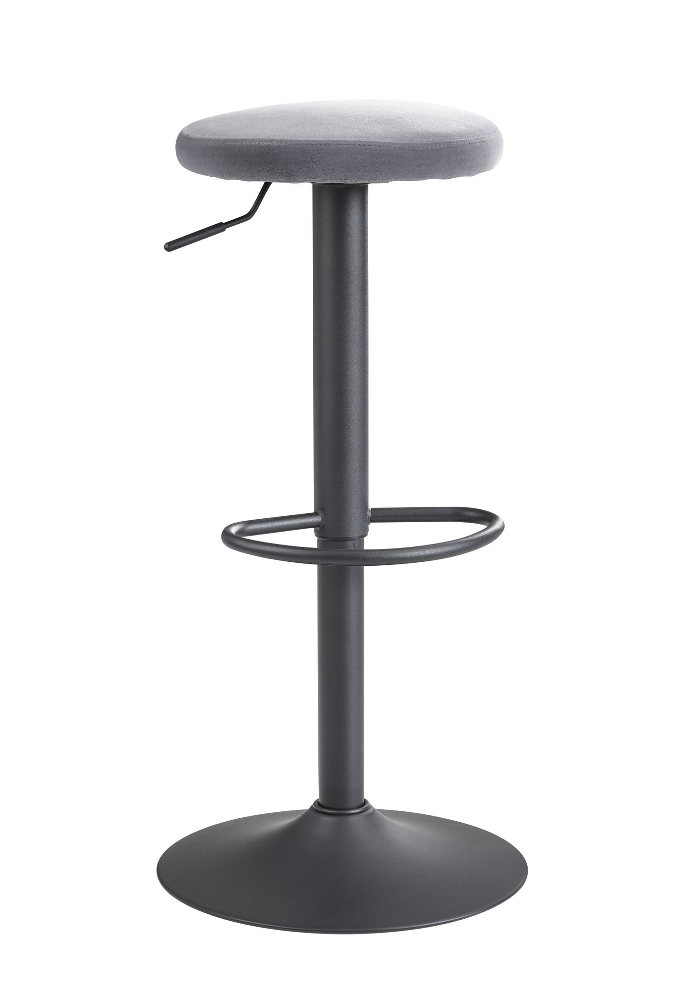 Barstoel Fluweel Donkergrijs | Zonder rugleuning | 58-79 cm | Polyester Stof & Metaal