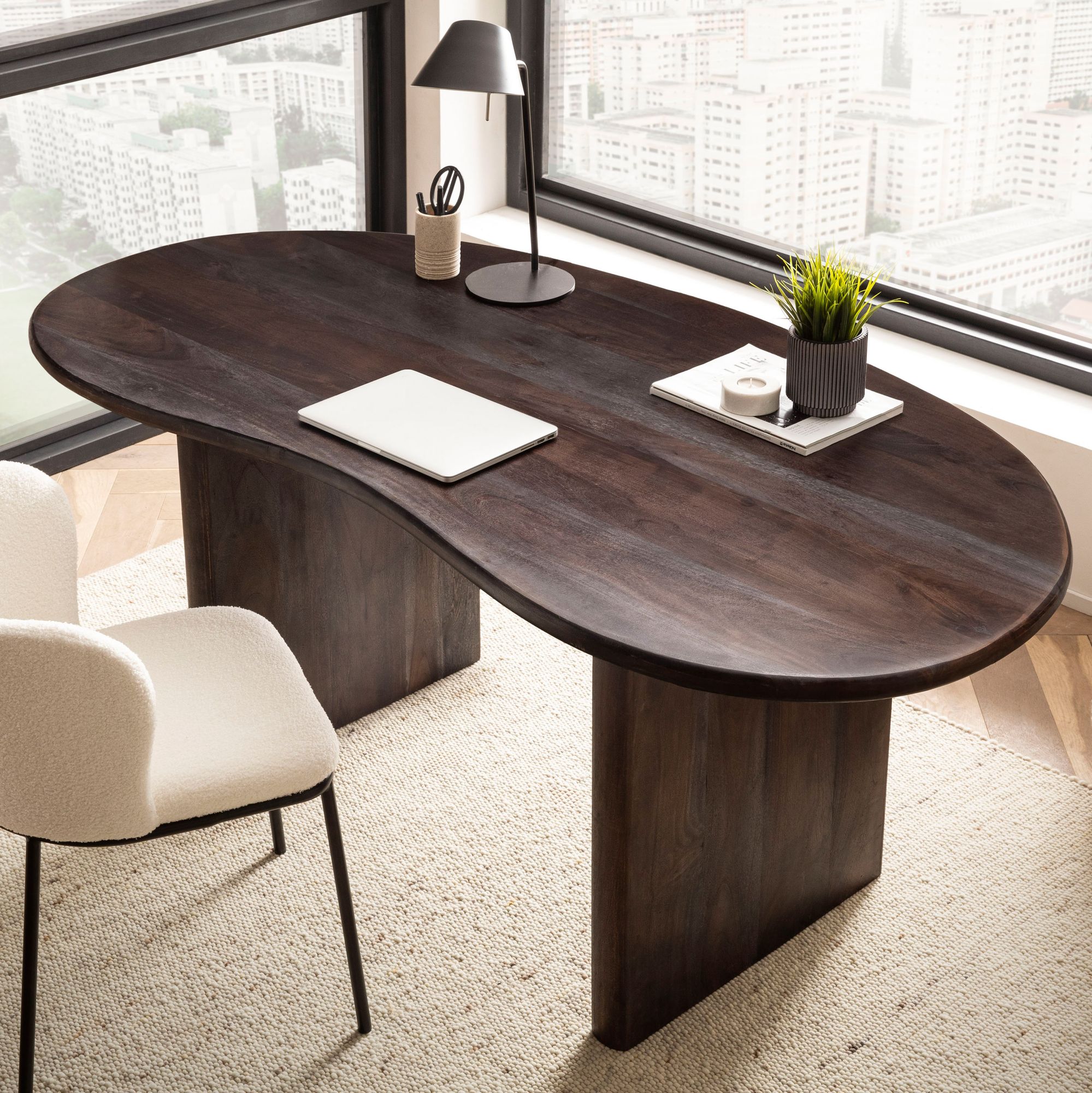 Bureau massief acaciahout | Donkerbruin | 180x90x75 cm