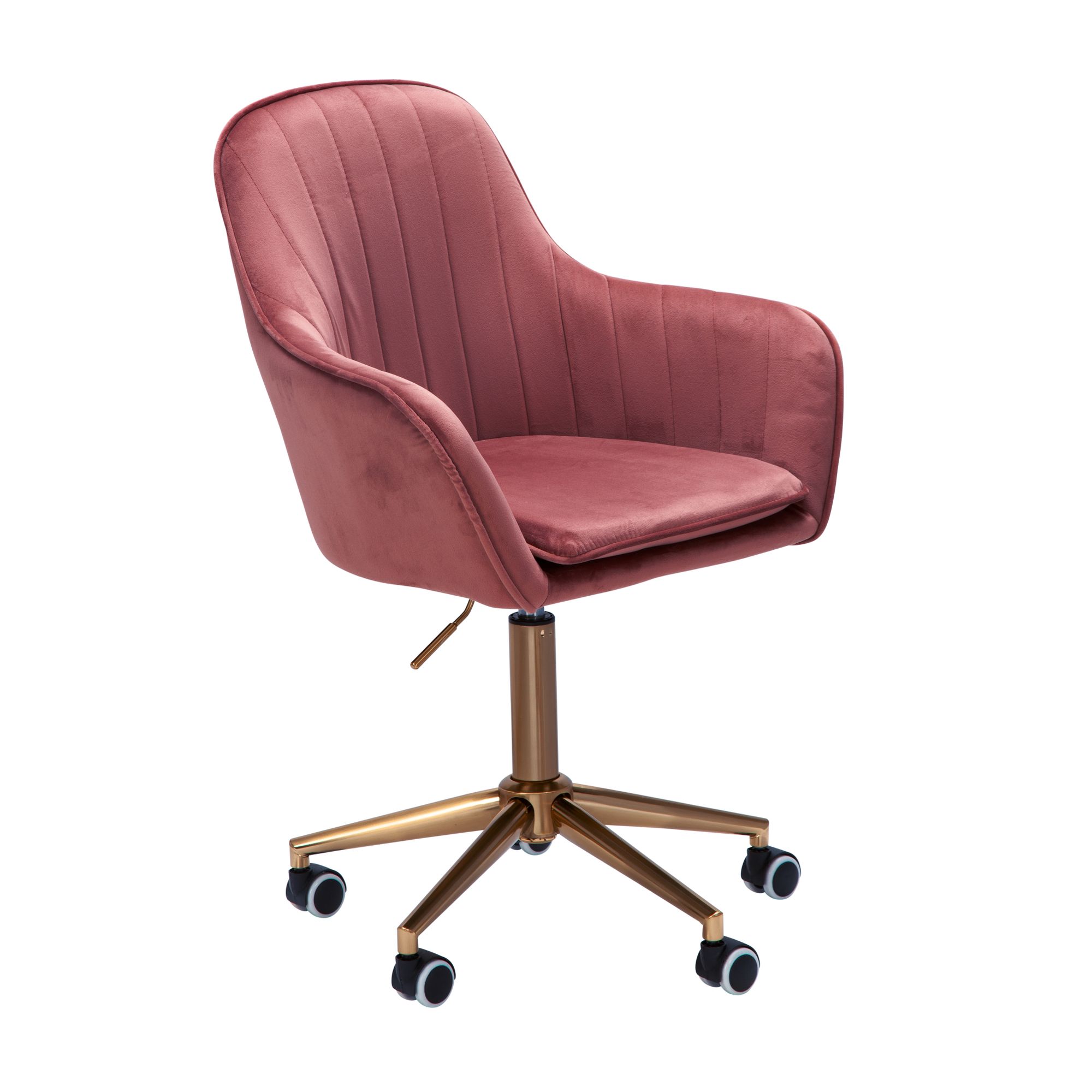 Bureaustoel Fluweel Roze | 54x42x85-105 cm | Hoogte Verstelbaar tot 120 kg
