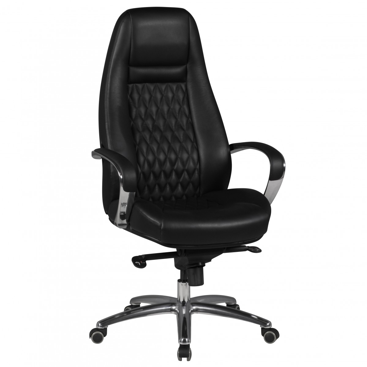 AUSTIN Bureaustoel Echt Leer Zwart | 68x50 cm | Hoogte 120-130 cm