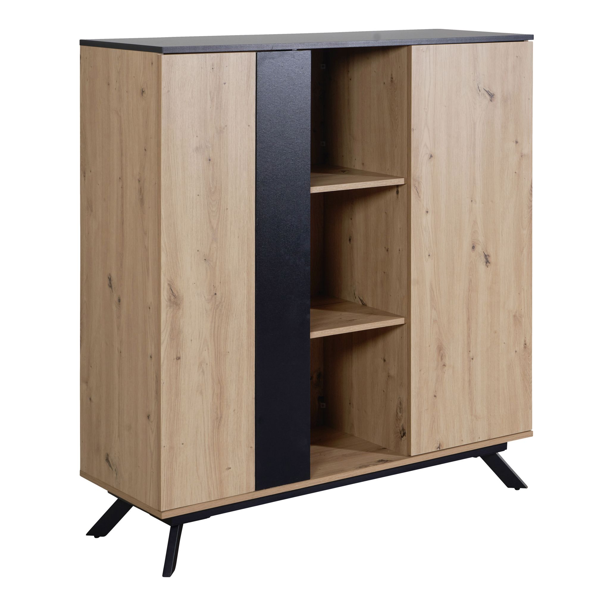 110x125x40 cm mdf dressoir in eiken decor / zwart