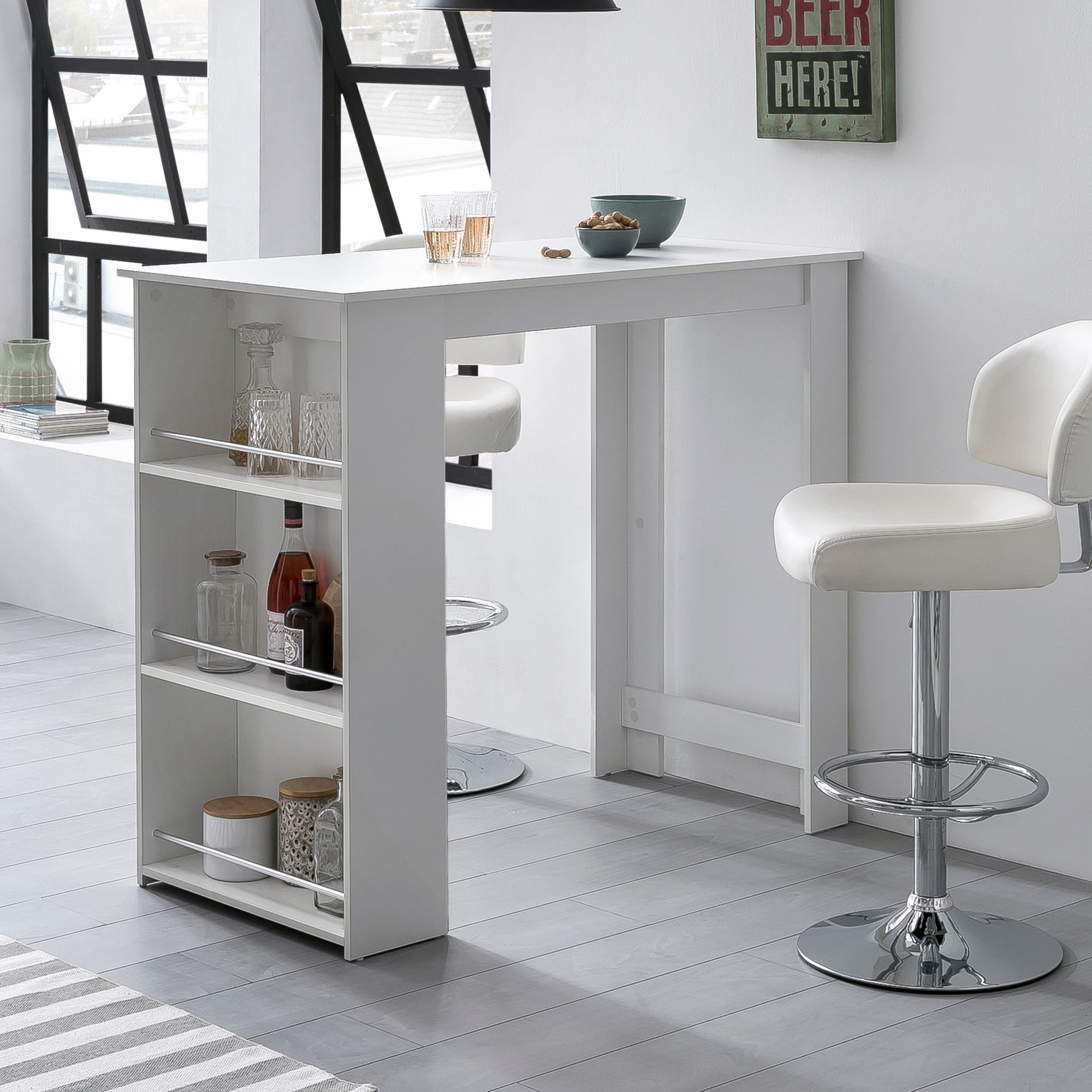 Bar tafel melamine hout wit | Kleur wit | Afmetingen 120x107,5x60 cm