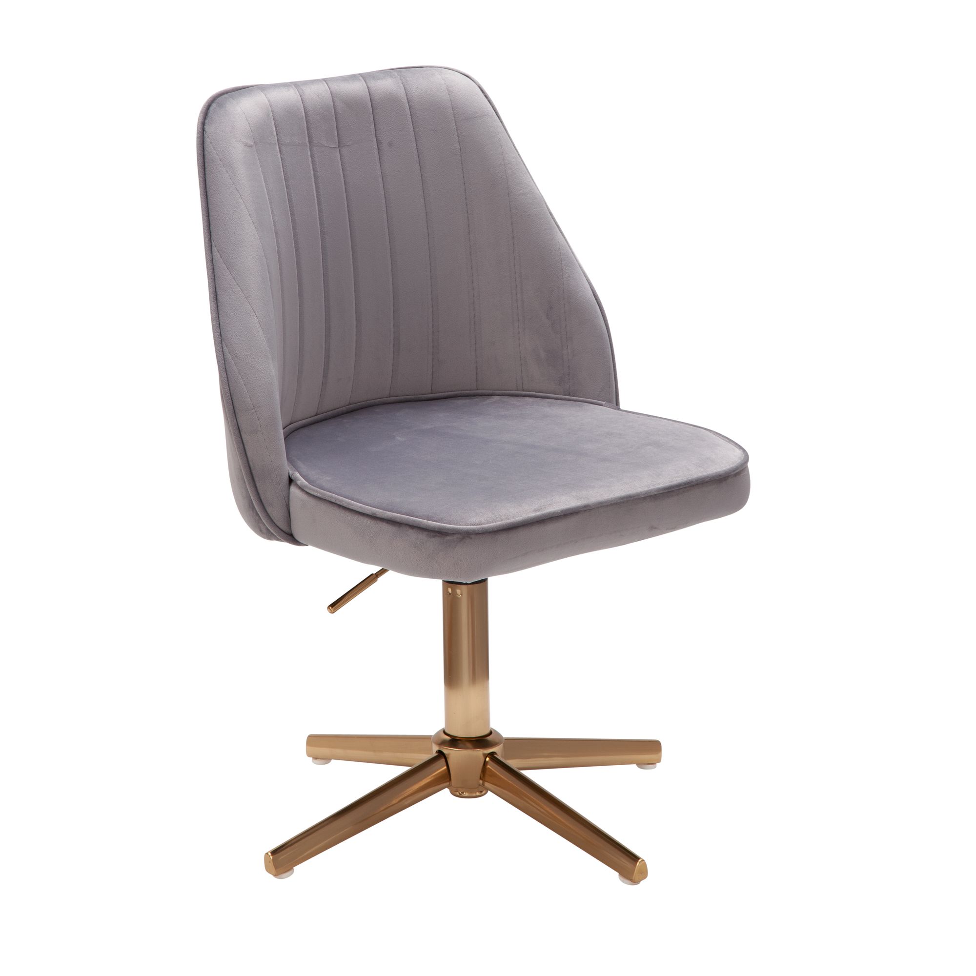 Bureaustoel Fluweel Grijs | Gouden Metalen Voet | Afmetingen 60x80-100x60 cm
