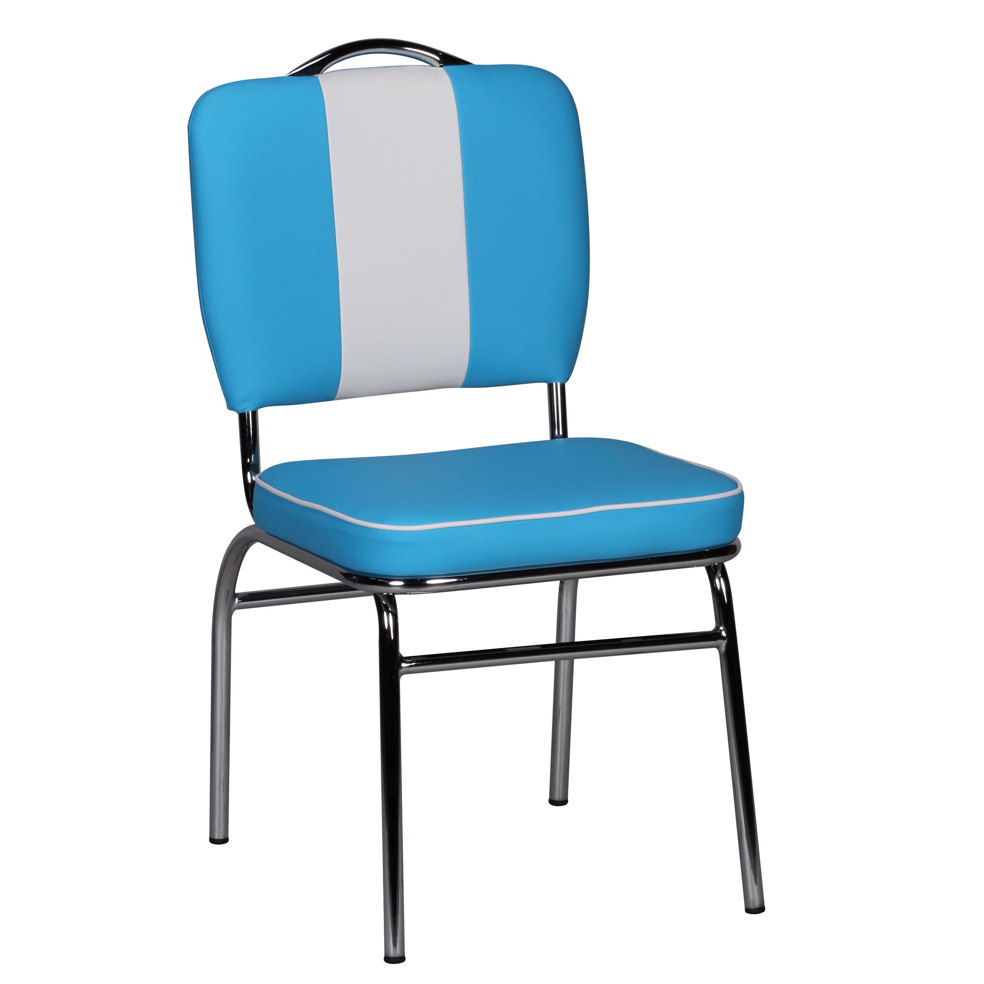 American Diner Retro Eetkamerstoel Blauw Wit | Kunstleer | 90x47x45 cm