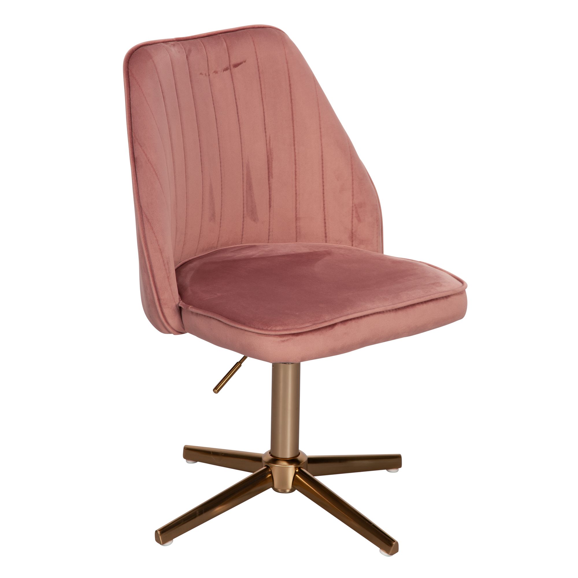 Bureaustoel Fluweel Roze | Gouden Metalen Voet | Afmetingen 60x80-100x60 cm