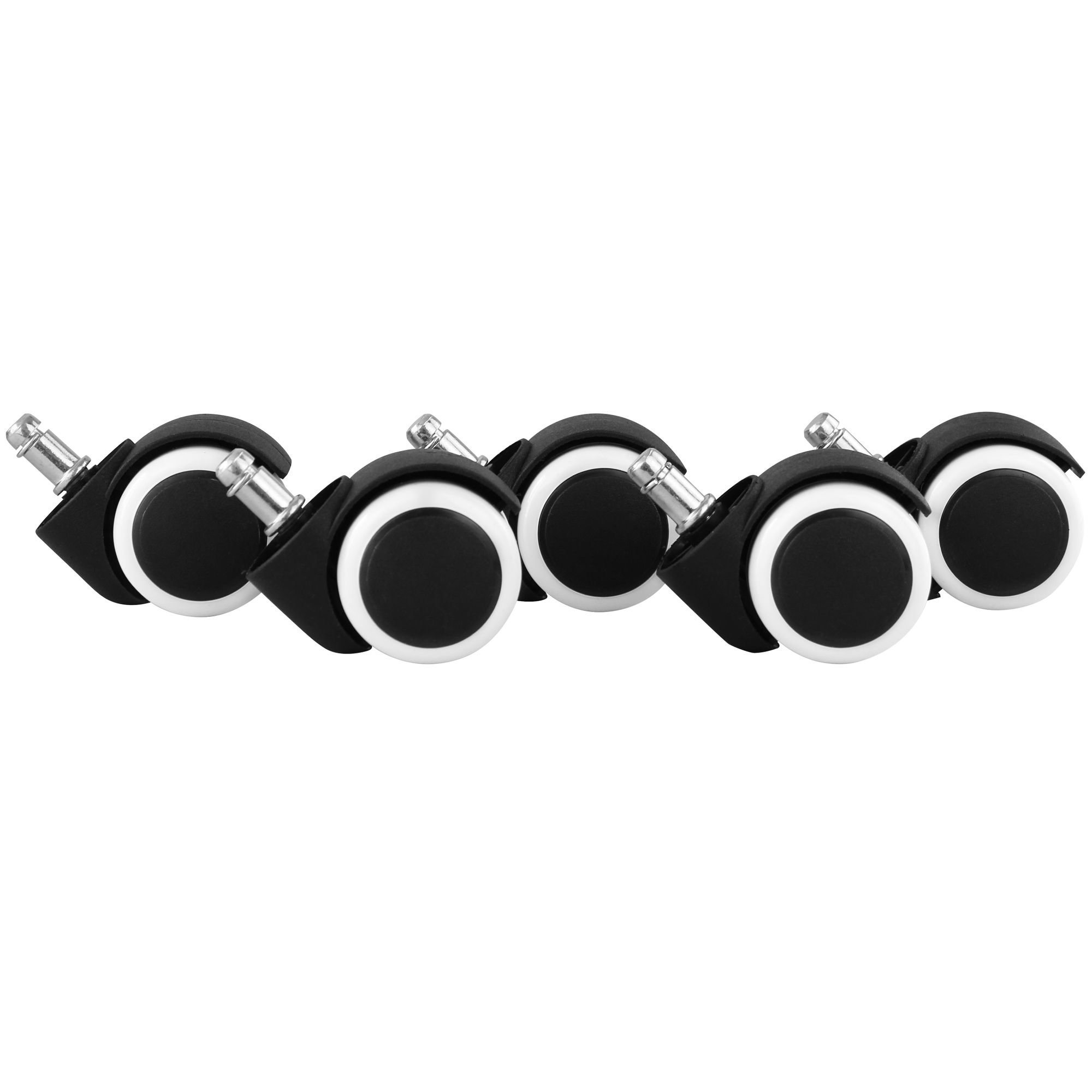 5 stuks zwart/witte polyurethaan harde vloerwielen | Diameter 50 mm | Pen 11 mm