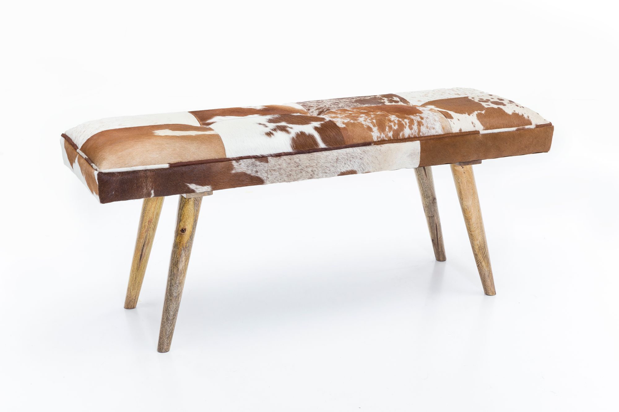 Bank van geitenvacht en massief hout bruin | 120 x 40 x 52 cm