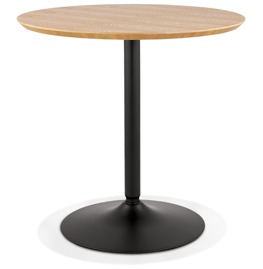 'HUSH' design ronde tafel in natuurlijke houten afwerking en zwart metaal - Ø 80 cm
