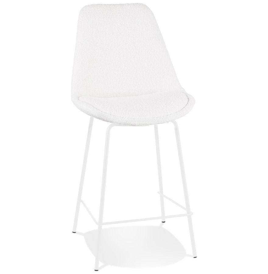 'LEONIE MINI' halfhoge snackkruk in witte neppy stof en witte metalen standaard