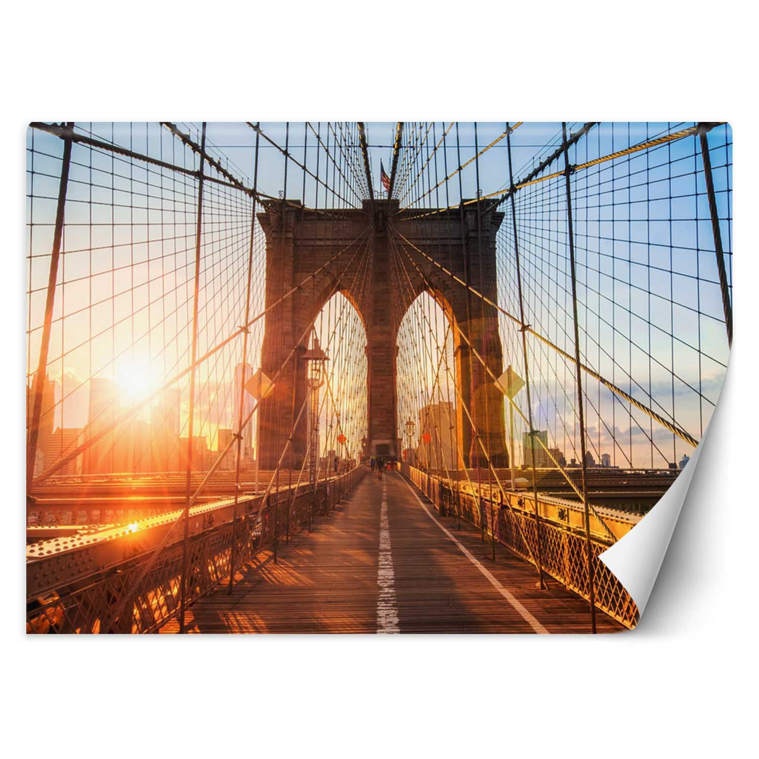 Behang gedrukt op canvas met brooklyn bridge-patroon