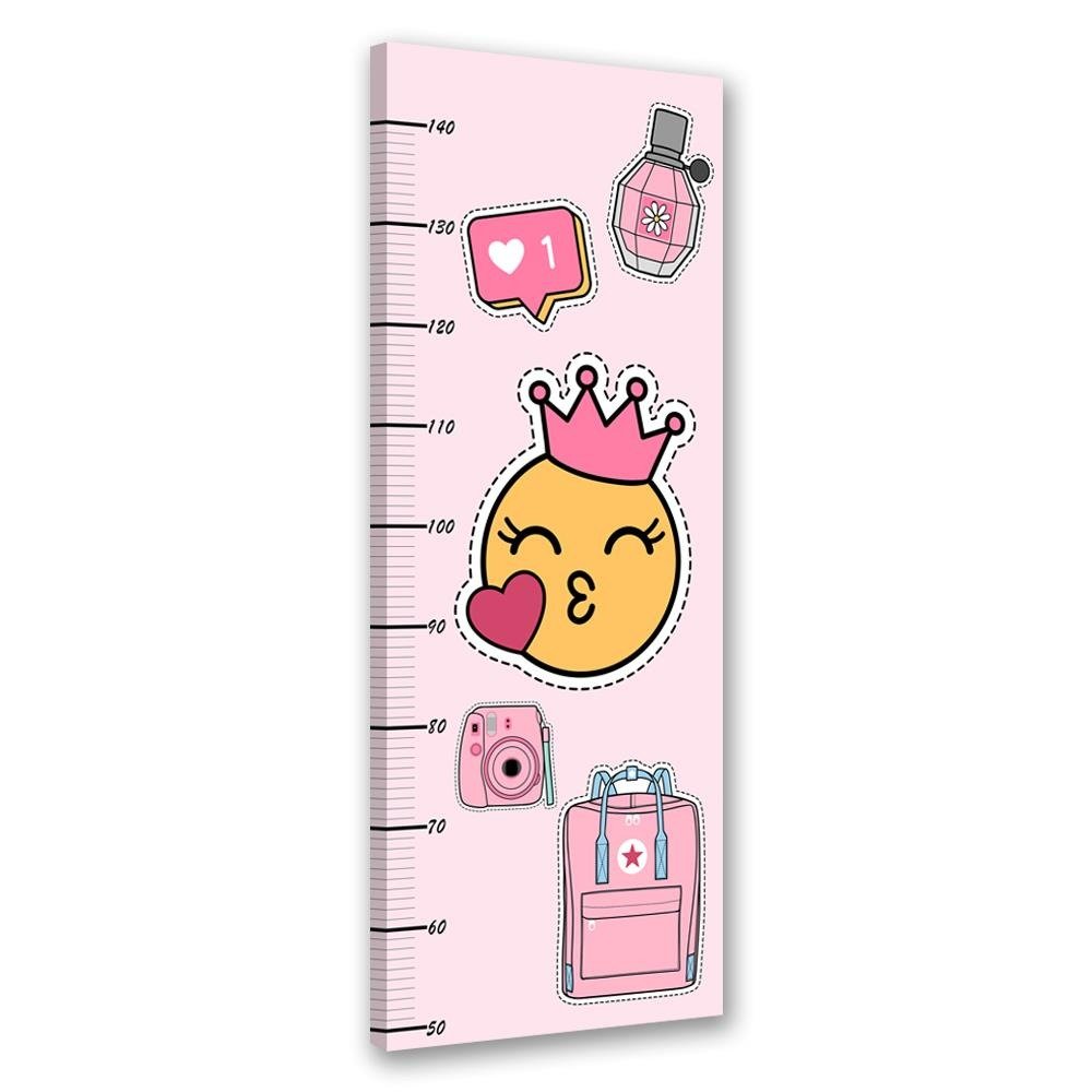 Frame met meter om de lengte van kinderen te meten 40 cm gemaakt van mdf roze emoji's