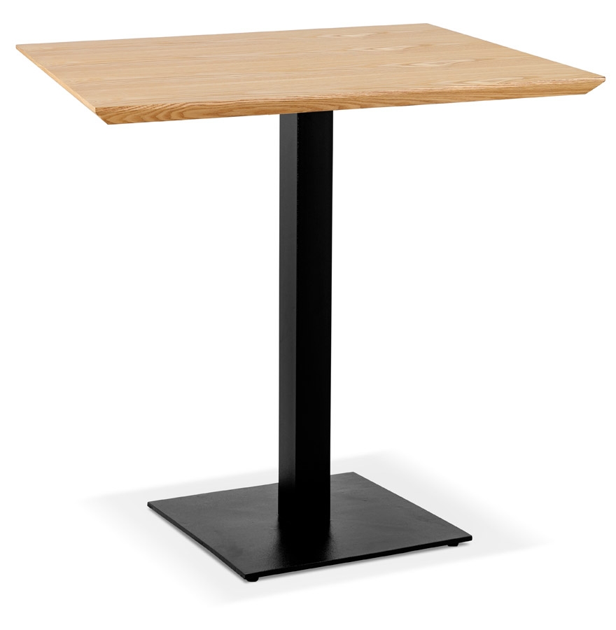 'REGIS' kleine vierkante eettafel in naturel houten afwerking en zwart gietijzer - 70x70 cm