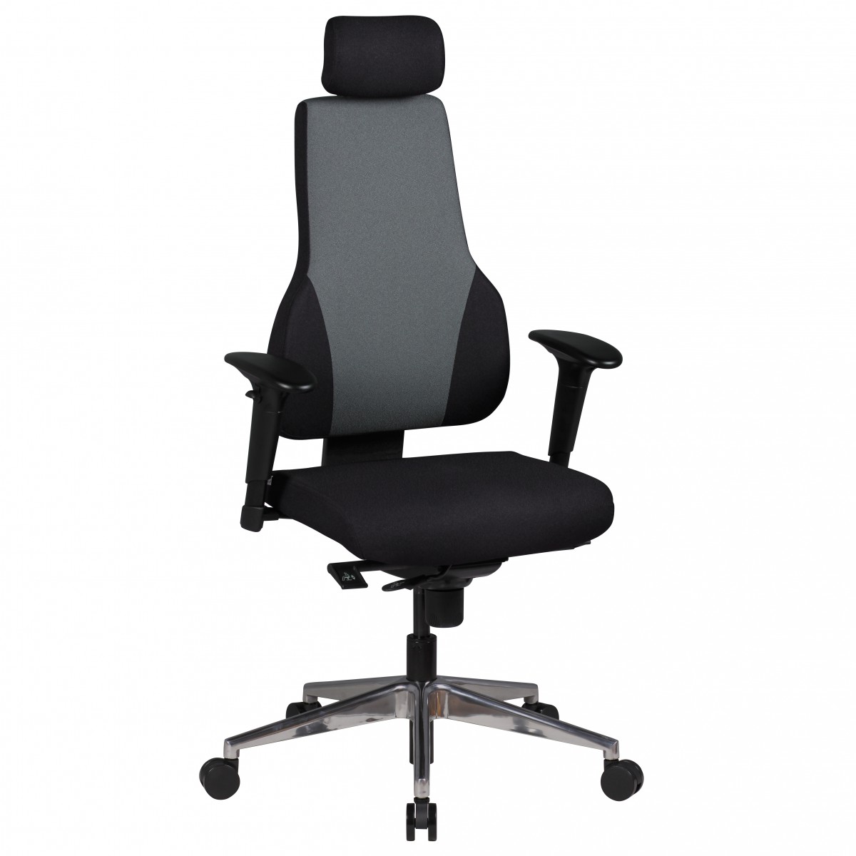 Bureaustoel Stof Zwart/Grijs QENTIN | Rugleuning 60x42 cm | Zithoogte 45-57 cm | Max. Gewicht 120 kg