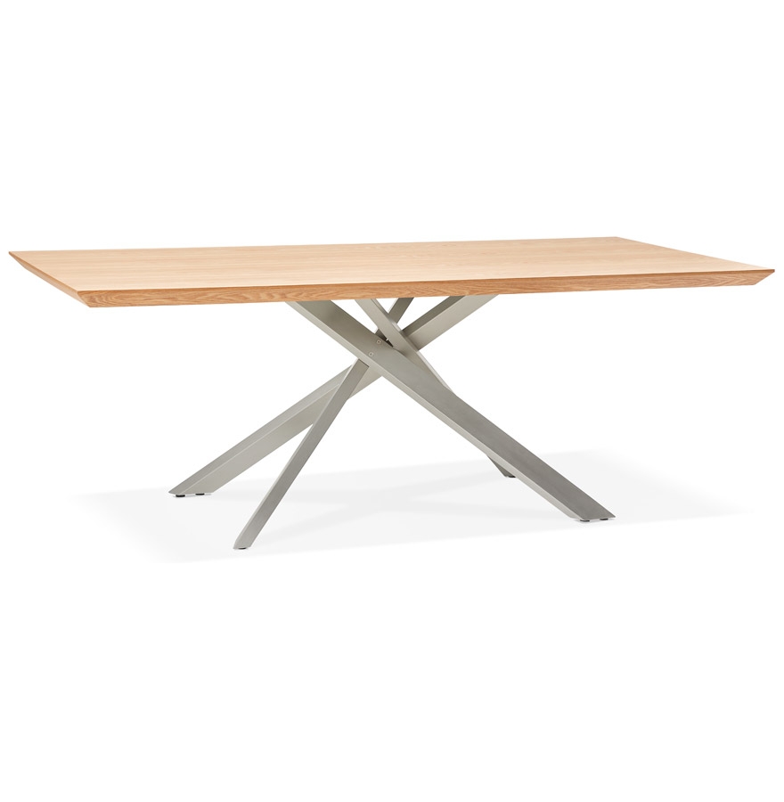 'WALABY' houten eettafel met natuurlijke afwerking en centrale metalen poot - 200x100 cm