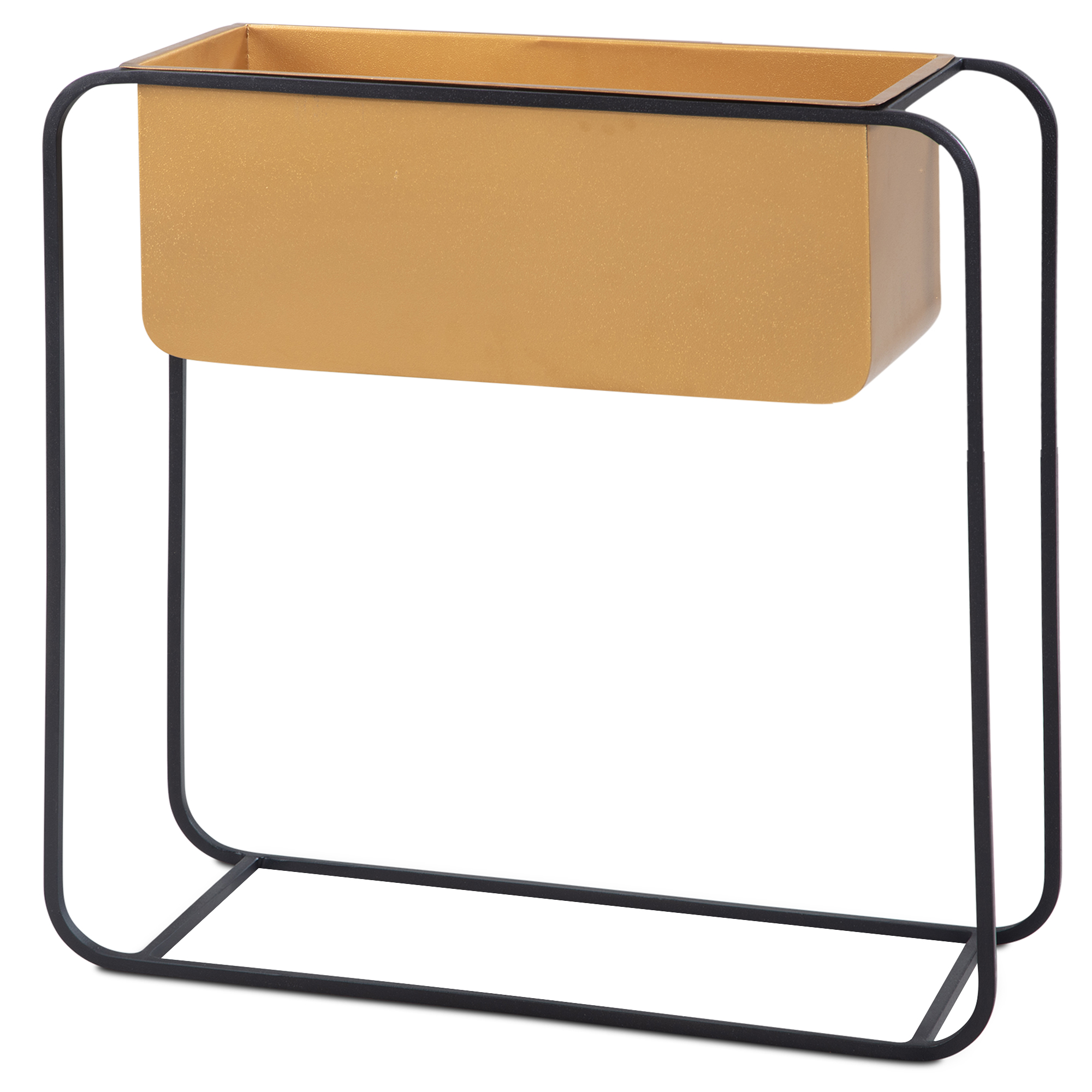 Plantenbak metaal 60x60x24 cm plantenpot goud/zwart met frame