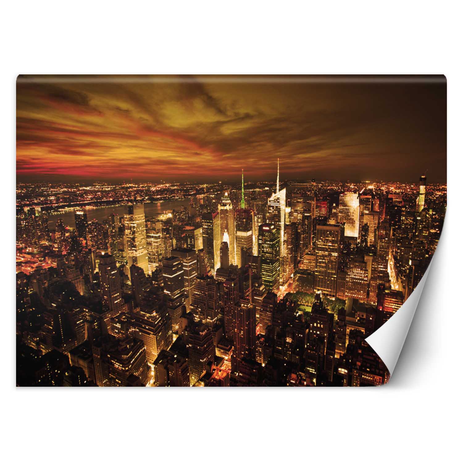 Behang gedrukt op canvas met lijm manhattan-patroon om middernacht