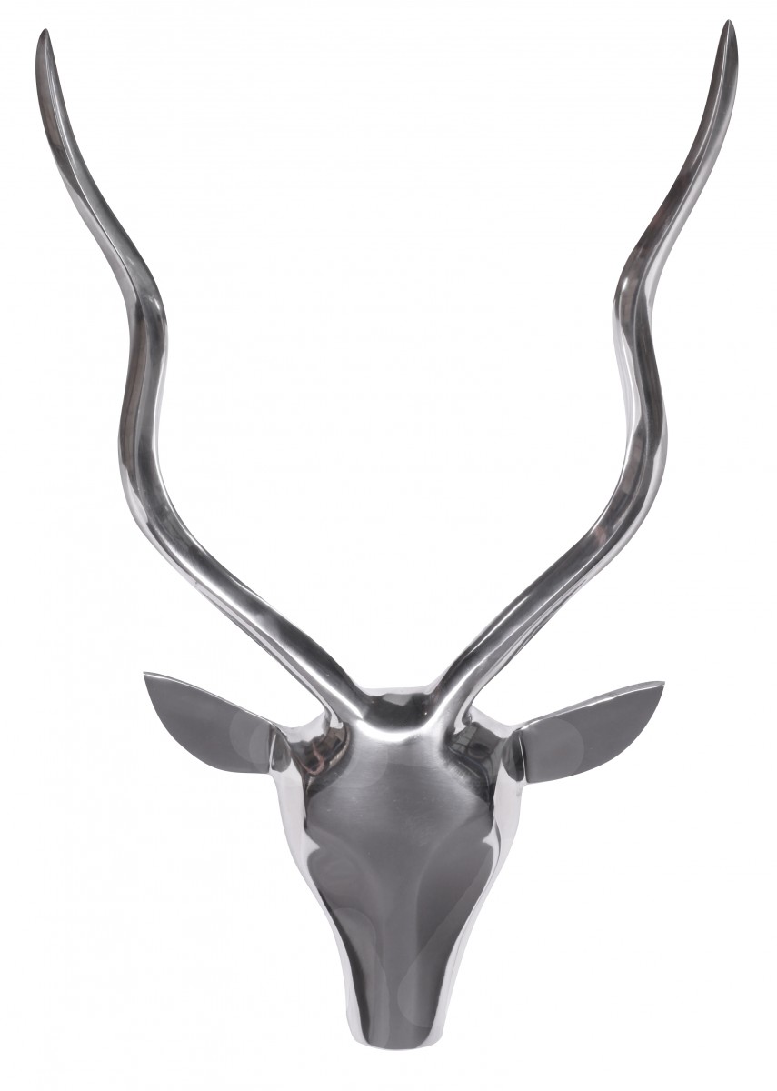 Aluminium Herten Gewei Wanddecoratie Zilver 33x54x4 cm | Uniek Landhuisontwerp
