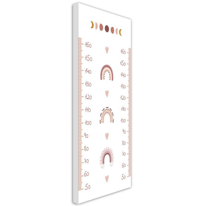 Frame met meter om de lengte van kinderen van 40 cm te meten gemaakt van mdf tekening van maanfasen